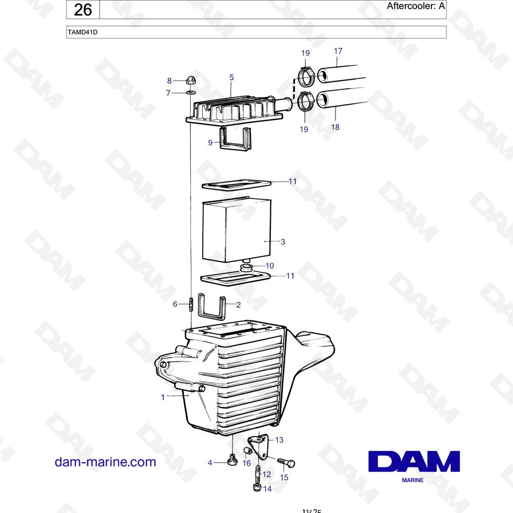 Spare parts and exploded views for Volvo Penta TAMD41D